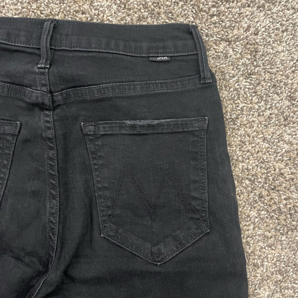 Women’s Mother The Pixie Dazzler Ankle Fray Jeans Not Guilty Black Size 27 - Picture 8 of 13